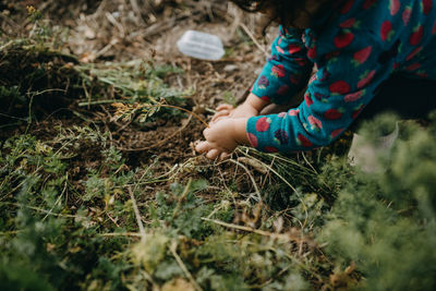Low section of girl on field