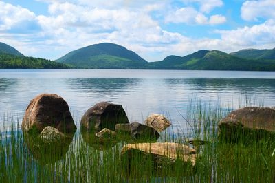 Scenic view of lake against sky