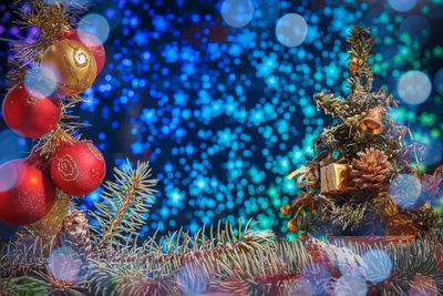 Close-up of christmas decoration hanging on tree