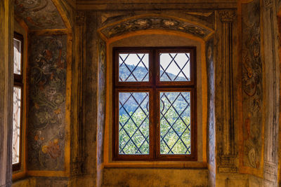 Traditional vintage window ornaments of the orava castle. oravsky podzamok, slovakia, 21 july 2022