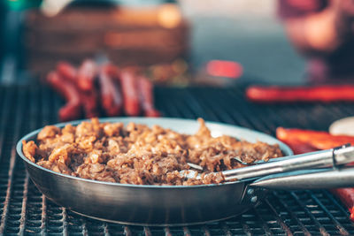 Close-up of breakfast on table