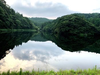 Scenic view of lake against sky