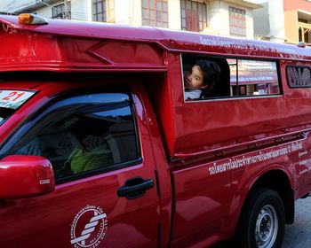 Portrait of man in car