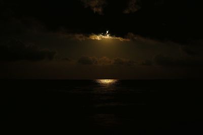 Scenic view of sea against sky at night