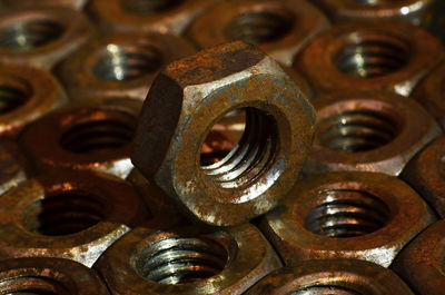 Full frame shot of rusty bolts