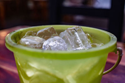 Close-up of drink in glass on table