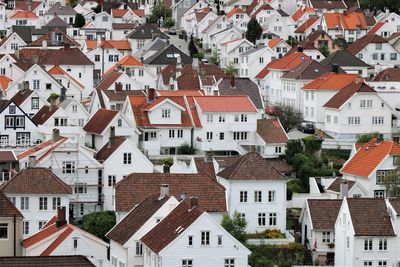 High angle view of buildings in city