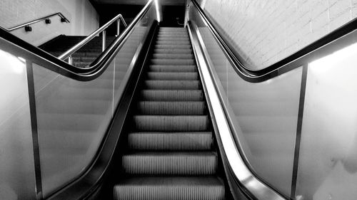 High angle view of escalator