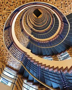 High angle view of spiral staircase