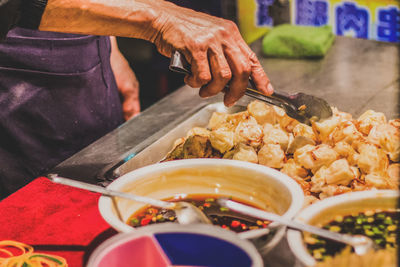 Street vendor preparing food