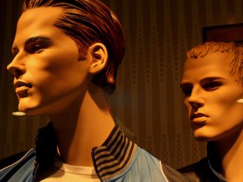 Close-up portrait of mannequin at store