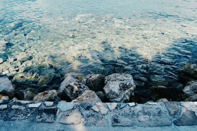 Close-up of frozen water