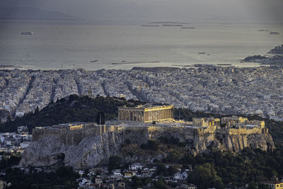 High angle view of buildings in city