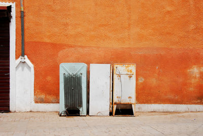 Closed door of building