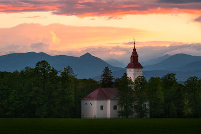 Rural landscape with a church in turiec region, central slovakia.