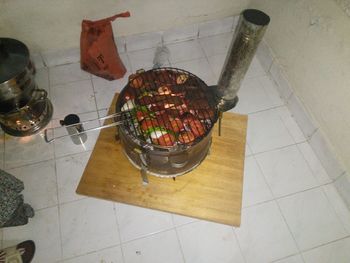 High angle view of food on table