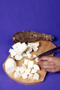 Cropped hand of person holding food