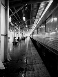 Empty railroad station platform