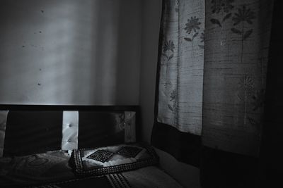 Sunlight falling on bed at home