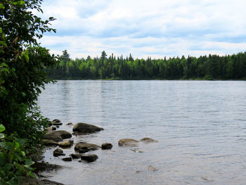 Scenic view of lake against sky