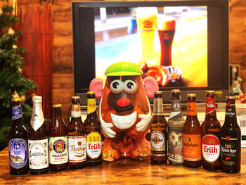 Close-up of toys on table