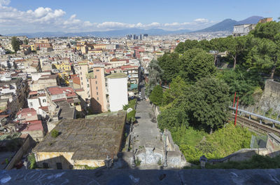 High angle view of townscape against sky