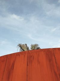 Low angle view of palm tree against sky