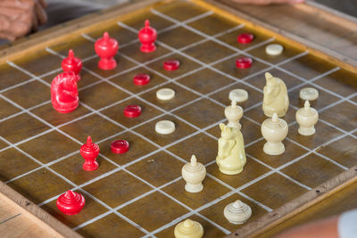 Close-up of hand playing board game