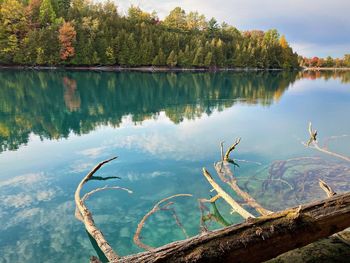 Scenic view of lake against sky