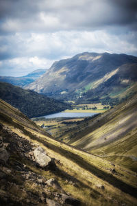 Scenic view of mountains against sky