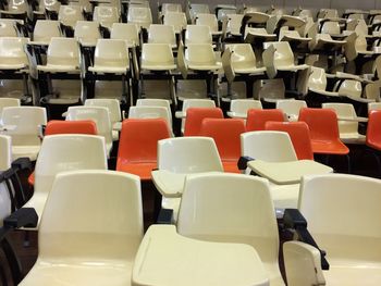 Empty chairs in stadium