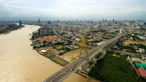 Topview bridge of bangkok city , landscape thailand