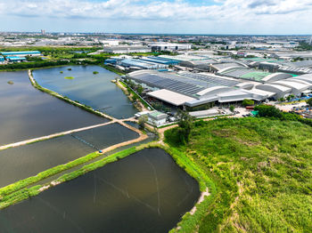 High angle view of sea against sky