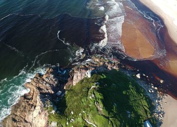 High angle view of rocks on beach