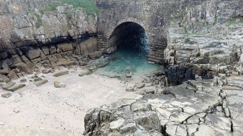 Water flowing through rocks