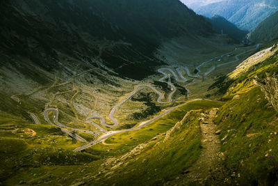 High angle view of mountain road