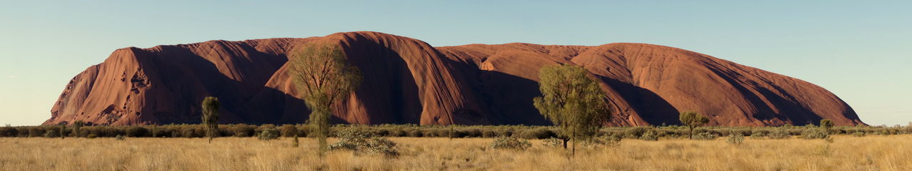 Rock formations on landscape against sky