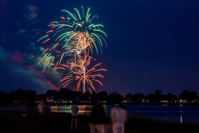 Firework display at night