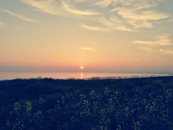 Scenic view of sea at sunset