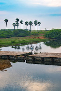 Scenic view of lake against sky