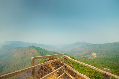 Scenic view of mountain range against clear sky