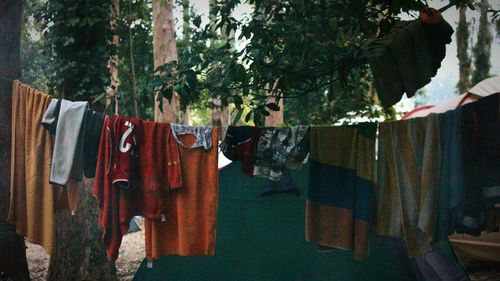 Clothes drying on clothesline