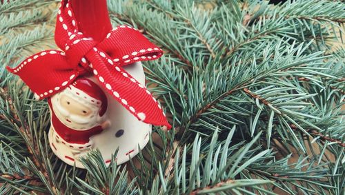 Close-up of decoration on christmas tree