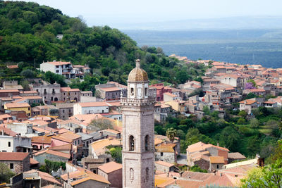 High angle view of townscape and buildings in city