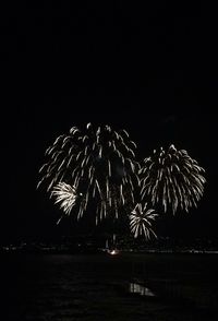 Firework display at night