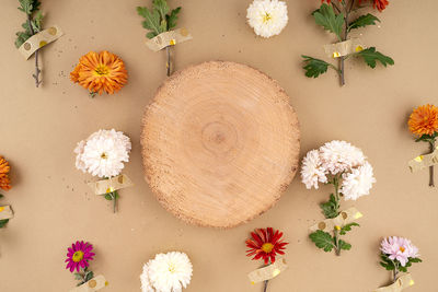 Directly above shot of christmas decorations on table