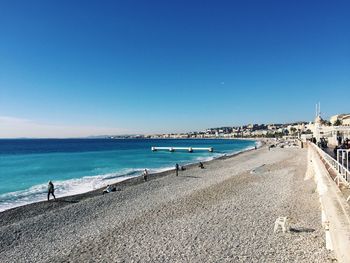 Nice on the french riviera, the beach and the promenade on a perfect sunny day