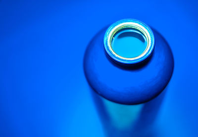 High angle view of blue toy on table