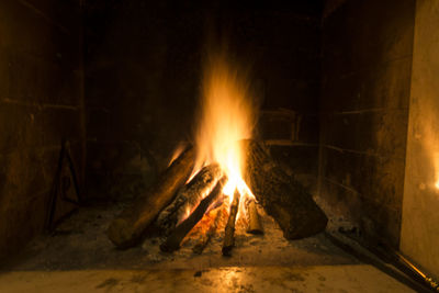 View of fire in the dark