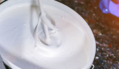 High angle view of ice cream in bowl